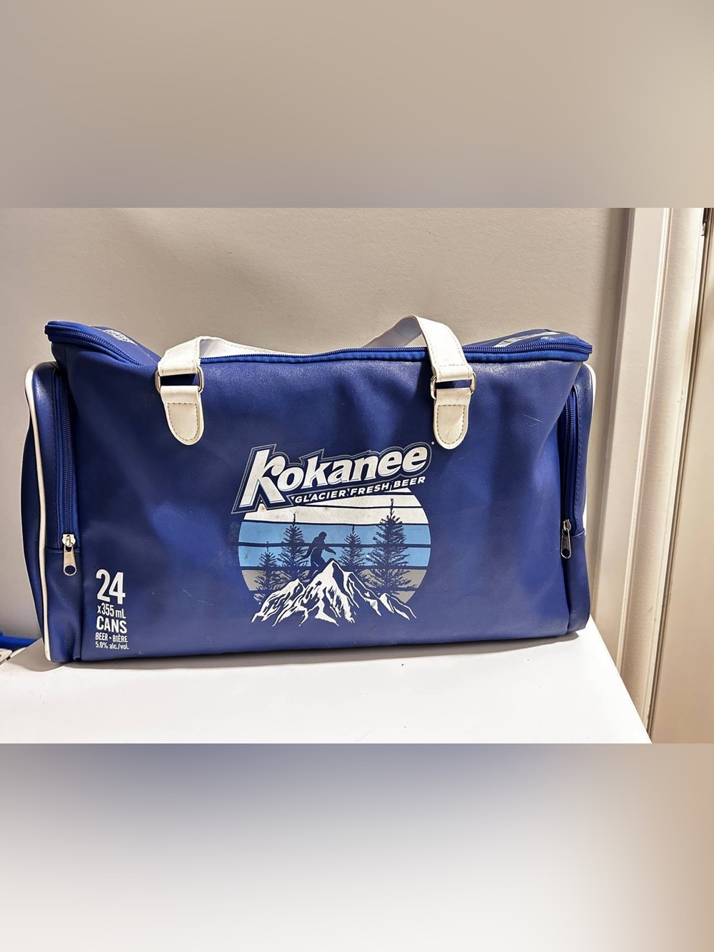 Kokanee Beer Bag. Blue Kokanee Beer Cooler Bag
